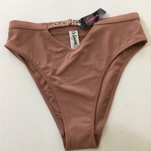 La Senza Cut Out High Waisted Bikini Bottom Pink Size S NWT